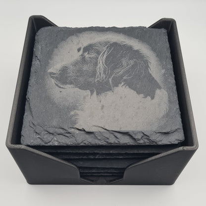 Personalisierte Schiefer-Untersetzer mit Lasergravur – Foto, Logo oder Wunschtext (⌀ ca. 10cm)