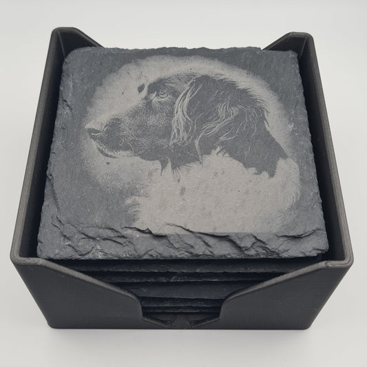 Personalisierte Schiefer-Untersetzer mit Lasergravur – Foto, Logo oder Wunschtext (⌀ ca. 10cm)