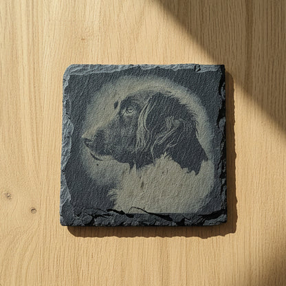 Personalisierte Schiefer-Untersetzer mit Lasergravur – Foto, Logo oder Wunschtext (⌀ ca. 10cm)
